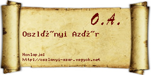 Oszlányi Azár névjegykártya